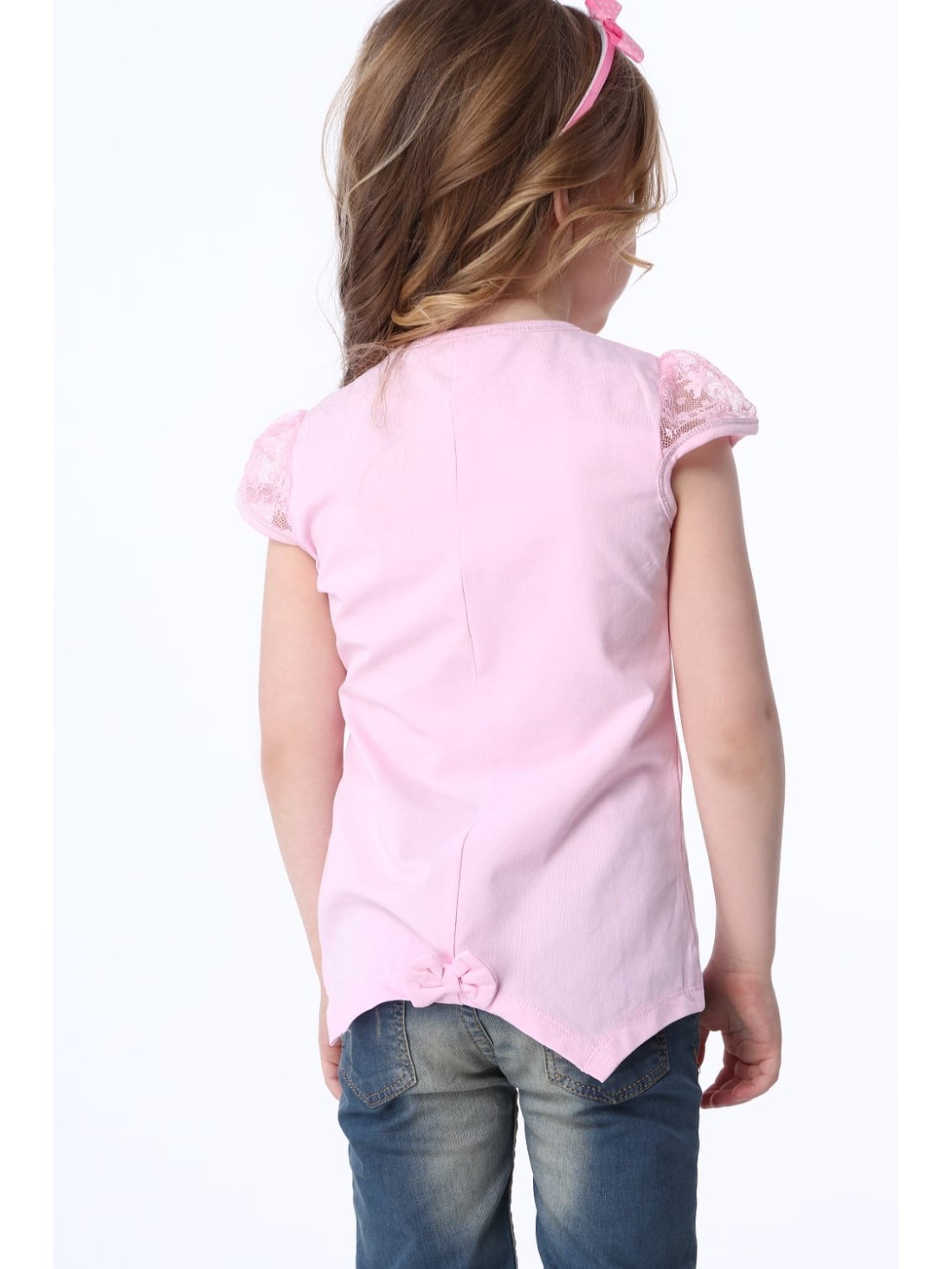 Tricou cu maneci din dantela, roz deschis NDZ8147 - Magazin online - Boutique